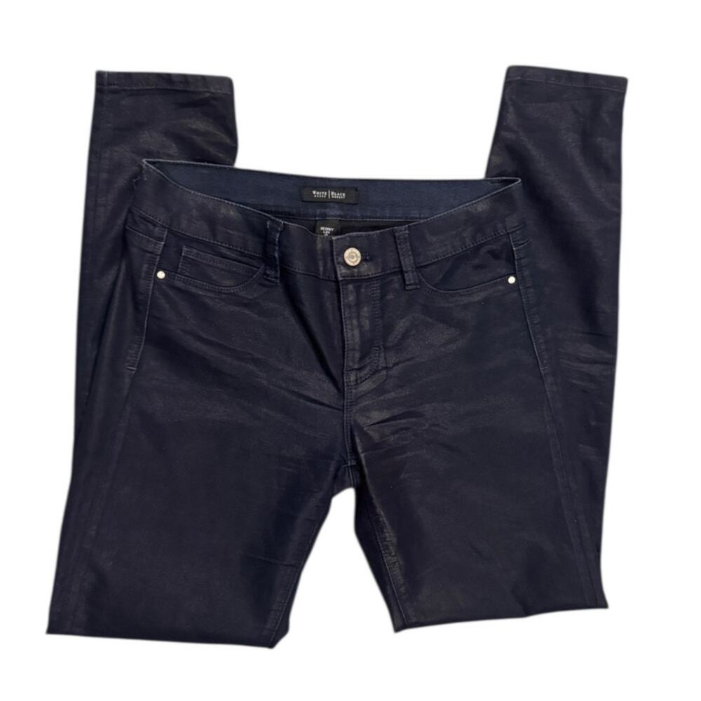 White House Black Market Dark Navy shimmer skinny leg jeans 4 R